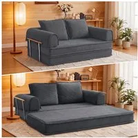 Vipbear Schlafsofa 200cm Cord Schlafsofa, Memory Foam, 4-in-1 Multifunktionssofa, 1 Teile, 200×103×73cm, grau