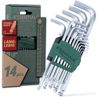 Wiha Stiftschlüssel Essential (46446) - 14 tlg., mit Kugelkopf, Innensechskant Satz 1,27-10mm für Zuhause & Profi