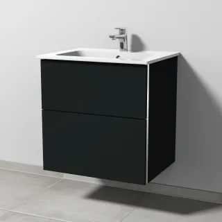 Sanipa 3way Waschtischunterbau zu Duravit ME by Starck Waschtisch mit 2 Auszügen, Vulkan-Matt BP7241V