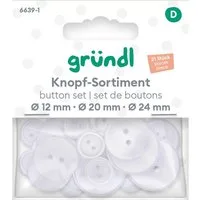 Gründl Bastelnaturmaterial Gründl Knopf Kunststoff Ø 12/20/24 mm weiß 21