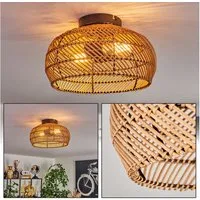 hofstein Deckenleuchte moderne Deckenlampe aus Metall/Bambus/Holz in Schwarz/Natur, Boho-Design Deckenleuchte,Lichteffekt, Ø40cm, 2xE27, ohne Leuchtmittel