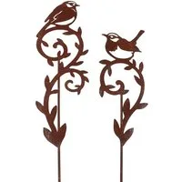 Macosa Home Gartenstecker Gartenstecker Vogel 2er Set Rost 45 cm Rostig Echtrost Beetstecker (Landhaus, 2-St., Rostherz Edelrost Gartendeko Blumenstecker) Garten-Dekoration Dekostecker Dekoherz