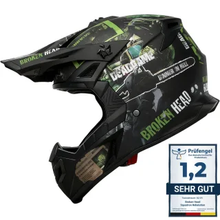 Broken Head Supermoto &amp; Motocross-Helm Resolution Grün