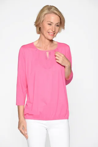 CLARINA - Rdh.-Shirt, 3/4 Arm, uni pink - Gr. - 40