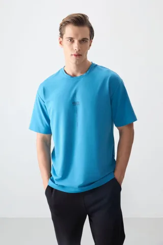Übergröße Bedrucktes Rundhals-T-Shirt