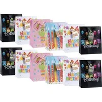 laro Geschenkbox Geschenktüten mit Henkel Medium Geburtstag Happy Birthday 12-96stk (12 St)