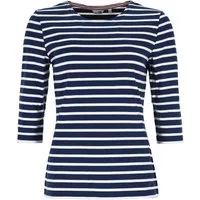 modAS 3/4-Arm-Shirt Damen 25902 Bretonisches Shirt Streifen - Gestreiftes Rundhalsshirt Maritimer Ringellook, Streifenshirt Baumwolle (ca. 225 g/m), Rundhals