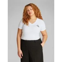 Calvin Klein Jeans Plus T-Shirt PLUS 2-PACK MONOLOGO V-NECK TEE (Packung, 2-tlg) in großen Größen