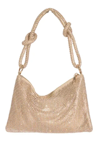 hey kyla - Elegante Handtasche aus glänzendem Strassgewebe gold - Gr. - OS