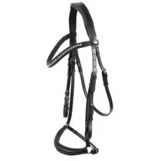 Hans Melzer Horse Equipment Hans Melzer Trense Valluhn schwarz/silber hannoversches Reithalfter WB (Warmblut)