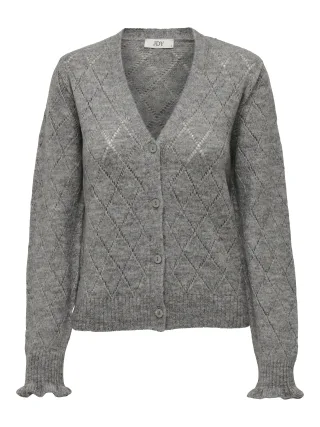JDY - JDYLETTY L/S V-NECK STRUC CARDI KNT NOOS Light Grey Melange - Gr. - XS