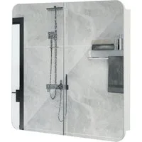 Mondeer Badezimmerspiegelschrank Badezimmerspiegel Hängeschrank, Wandschrank, mit 2 Türen 68 x 12.9 x 66 cm, Weiß