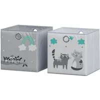 Vicco Faltbox, Grau, 30 x 30 cm (Motiv Katzen & Vögel) (2 St)