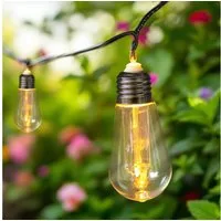 Spetebo LED-Lichterkette Deko Beleuchtung mit 10 LED Glühbirnen - 450 cm - mit Netzstecker, 10-flammig, mit Timer