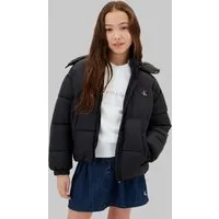 Calvin Klein Jeans Steppjacke abnehmbare Kapuze, Regular Fit, Logostickerei