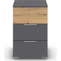 OTTO home Nachtkommode Nachttisch Nachtschrank Schubladen Sideboard Schubladenkommode ASTANA (Breite 40 cm / Höhe 61 cm), mit 3 geräumigen Schubladen, Kantengriff in Alufarben MADE IN GERMANY