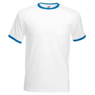 Fruit Of The Loom Herren Ringer T-Shirt (Weiß/Königsblau)