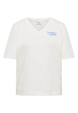 Cecil - T-Shirt mit V-Ausschnitt weiß - Gr. - XL