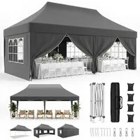 HOMALL Faltpavillon Pop-Up Partyzelt 300x600cm wasserdicht, UV Schutz 50+ Gartenzelt, mit 6 Seitenteilen, Höhenverstellbar Pavillon mit 6 Seitenteilen und Tasche für Garten