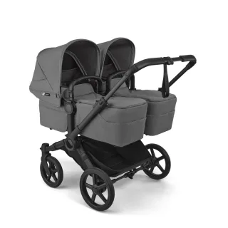 Bugaboo Donkey 6 Twin Complete Black/Moon Grey Kinderwagen-Set mit Liegewannen und Sitze