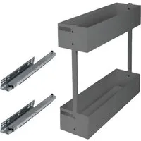 Prima-Online Auszugsunterschrank Schrankauszug Küche 2 Etagen 150–200mm Softclose WOPLUS Anthrazit/Weiß