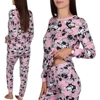 Disney Minnie Mouse Pyjama DISNEY Minnie Mouse, Damen-Pyjama zweiteilig aus Velours, langarm