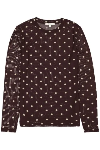Garcia - Langarmshirt mit Punkten braun - Gr. - M