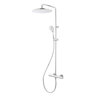 Herzbach spa Duschsystem rund thermo cool 300 Kopfbrause, runde Handbrause, Chrom, 11.988530.1.01 11.988530.1.01
