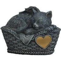 MystiCalls Dekofigur Katzen Urne grau als Katzen-Engelfigur und Gravurplatte, Tierurne (1 St), Fassungsvolumen ca. 0,8 Liter