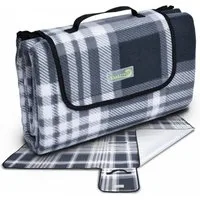 Picknickdecke XXL Picknickdecke Wasserdicht Isoliert Bella, 200x200cm, Grau, Beautissu, Strandmatte Outdoor Decke für Camping Wandern Reisen Schwimmbad