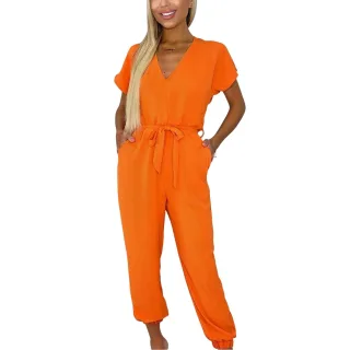 AX Paris - Jumpsuit für Damen, Mit Gürtel, Polyester (Dunkel Orange)