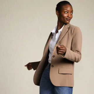 Blazer aus Crêpe für Damen, Damen, size: regular, Braun, Polyester, by Lands' End