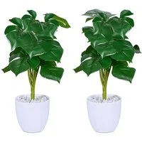 Kunstpflanze Monstera 2er Set, relaxdays, Höhe 33 cm