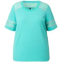 Ulla Popken T-Shirt Funktions-Shirt Mesh-Einsatz Rundhals Halbarm