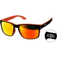Rennec Sonnenbrille Herren Rechteckig Zweifarbig Markenbrille Bi Color Gläser Verspiegelt Blau oder Orange, stabile 3in2 Bügelgelenke