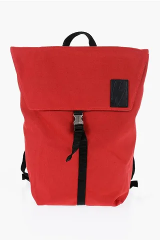 Zweifarbiger CITY FLAP Nylon-Rucksack in Nero, Rosso