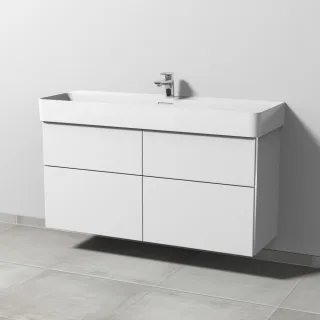 Sanipa 3way Waschtischunterbau zu Laufen VAL Waschtisch mit 4 Auszügen, Weiß-Soft BR82543