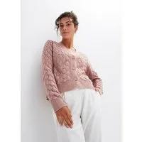 bonprix Ajourstrickjacke lockere Passform, luftiges Strickmuster, unifarben, mit Knopfleiste