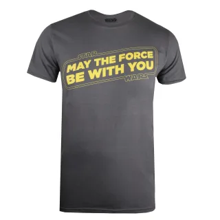 Star Wars - T-shirt MAY THE FORCE BE WITH YOU - Homme (Anthracite / Jaune)
