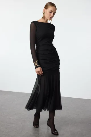 Gerade geschnittenes, mittellanges Cocktailkleid für Damen