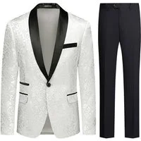 Allthemen Smoking (2 tlg) Herren Jacquard Anzug Slim Fit Anzüge für Hochzeit