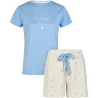 By Louise Schlafanzug by Louise Damen Pyjama – Kurzarm Schlafanzug mit kurzer Hose Hellblau