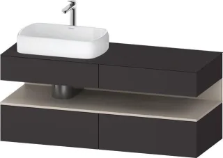 Duravit Qatego Konsolenwaschtischunterbau wandhängend Graphit Supermatt 1400x550x600 mm - QA47650918 QA4765091800000