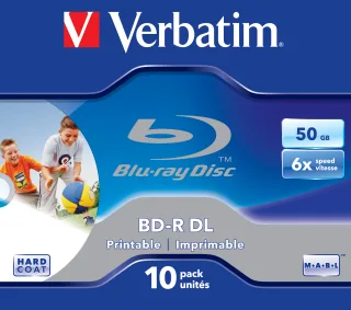 Verbatim 10 x BD-R DL | 43736 | 50 GB 6x - mit Tintenstrahldrucker bedruckbare Oberfläche