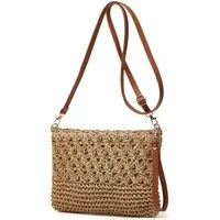 Zaewry Strandtasche Damen Strohtasche, Rattan-Geldbörse, Umhängetasche Tasche, Handtasche, Schultertasche