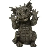 Figuren Shop GmbH Gartenfigur Gartenfigur - Drache schneidet Grimasse klein - Garten Figur Fantasy, (Einzelartikel, 1 St)