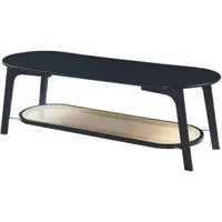 en.casa Couchtisch, »Taivalkoski« Bambus 120x43x40 cm Schwarz / Rattanoptik