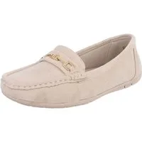 Ital-Design Damen Mokassin Slip-On Loafer mit Zierdetail Slipper (91261069) Flach Mokassins in Beige