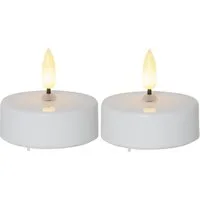 STAR TRADING LED-Kerze Flamme (Set, 2-tlg), XL LED Teelichte 3D Flamme 6/18h Timer 5,8x5,5cm Kunststoff
