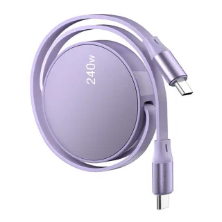 PD240W USB-C to USB-C Retractable Cable Fast Charging Data Transmission Thick Copper Core Line 12CM-100CM Long for iPhon